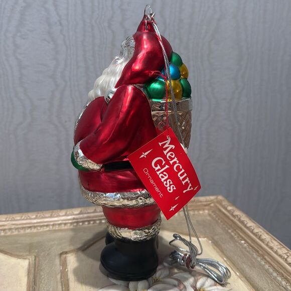 Vintage Department 56 Oversized Handblown Mercury Glass Santa Claus Ornament New - Picture 4 of 16